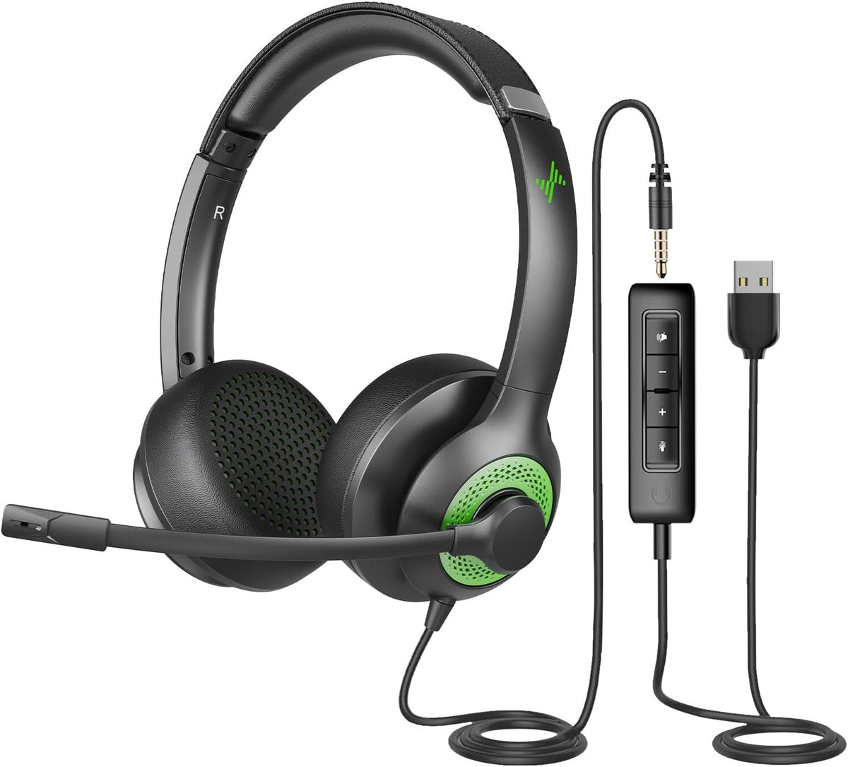 Auriculares USB JIAMQISHI con micrófono para PC, auriculares de com...