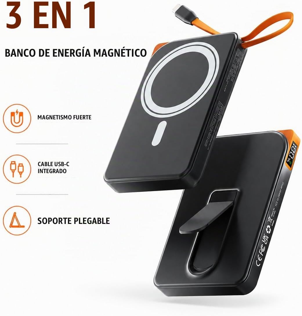 Magsafe Power Bank iPhone, cargador portátil magnético USB C de car...