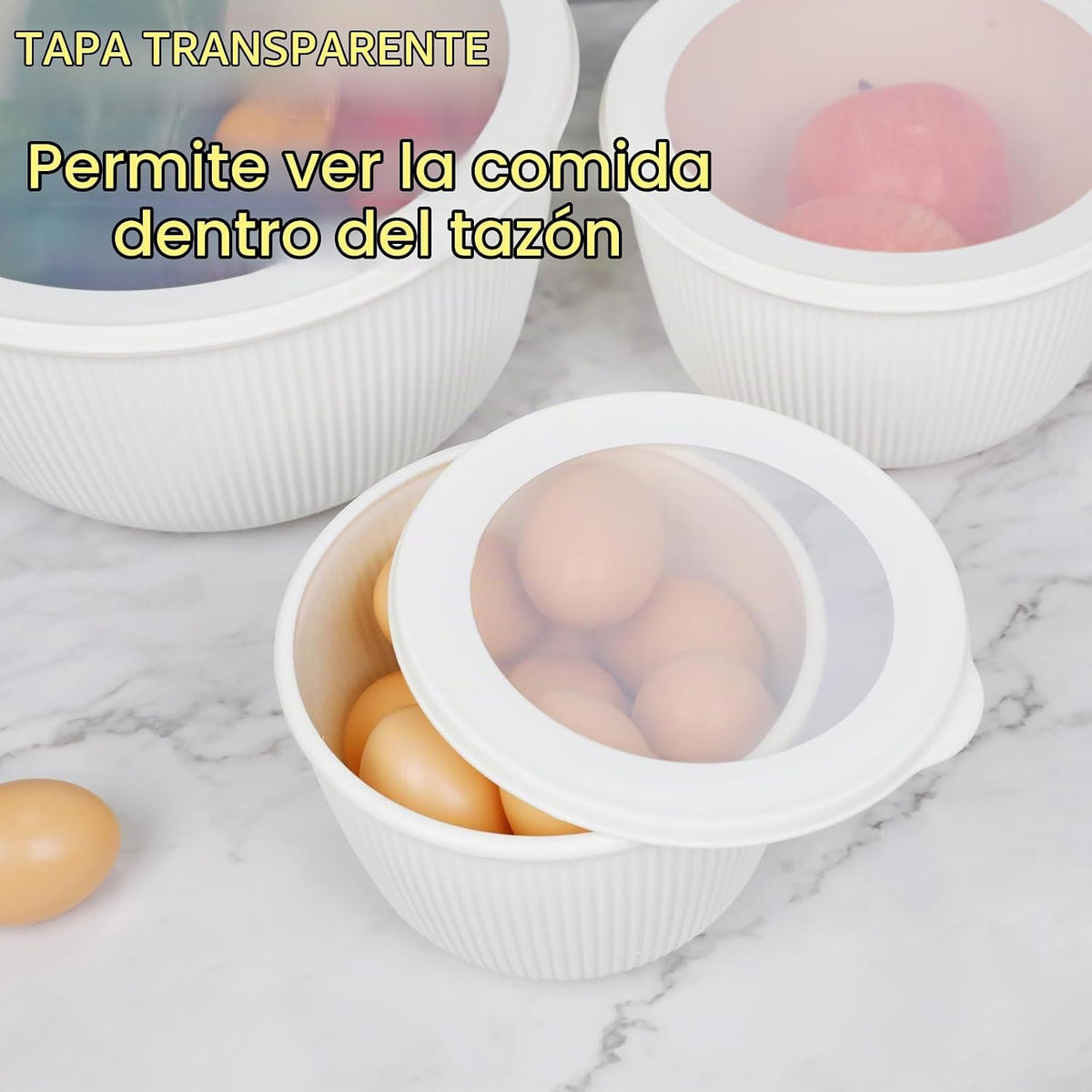 BoxedHome Tazones de plástico para mezclar con tapas, 4.97 cuartos...