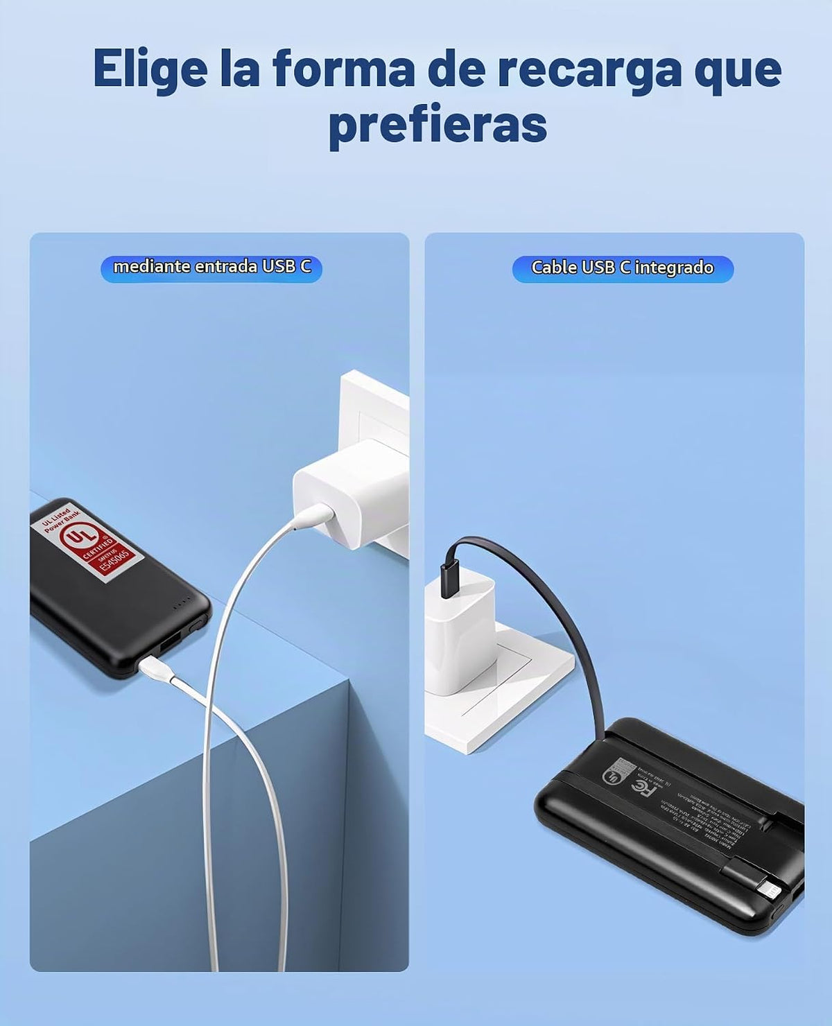 Miady Paquete de 2 cargadores portátiles pequeños con certificación...