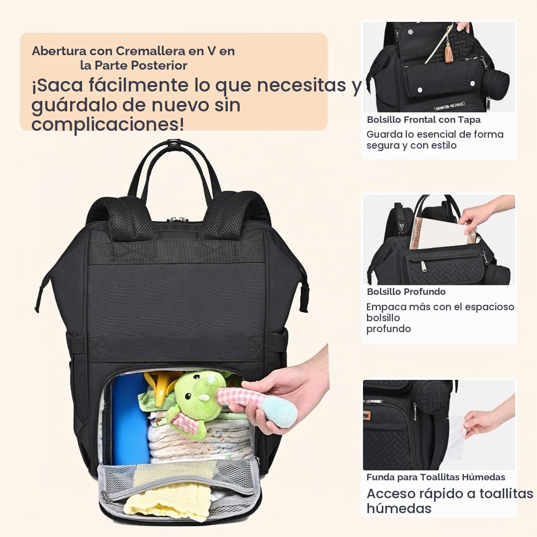 BabbleRoo - Mochila para pañales, bolsa multifuncional para cambiar...