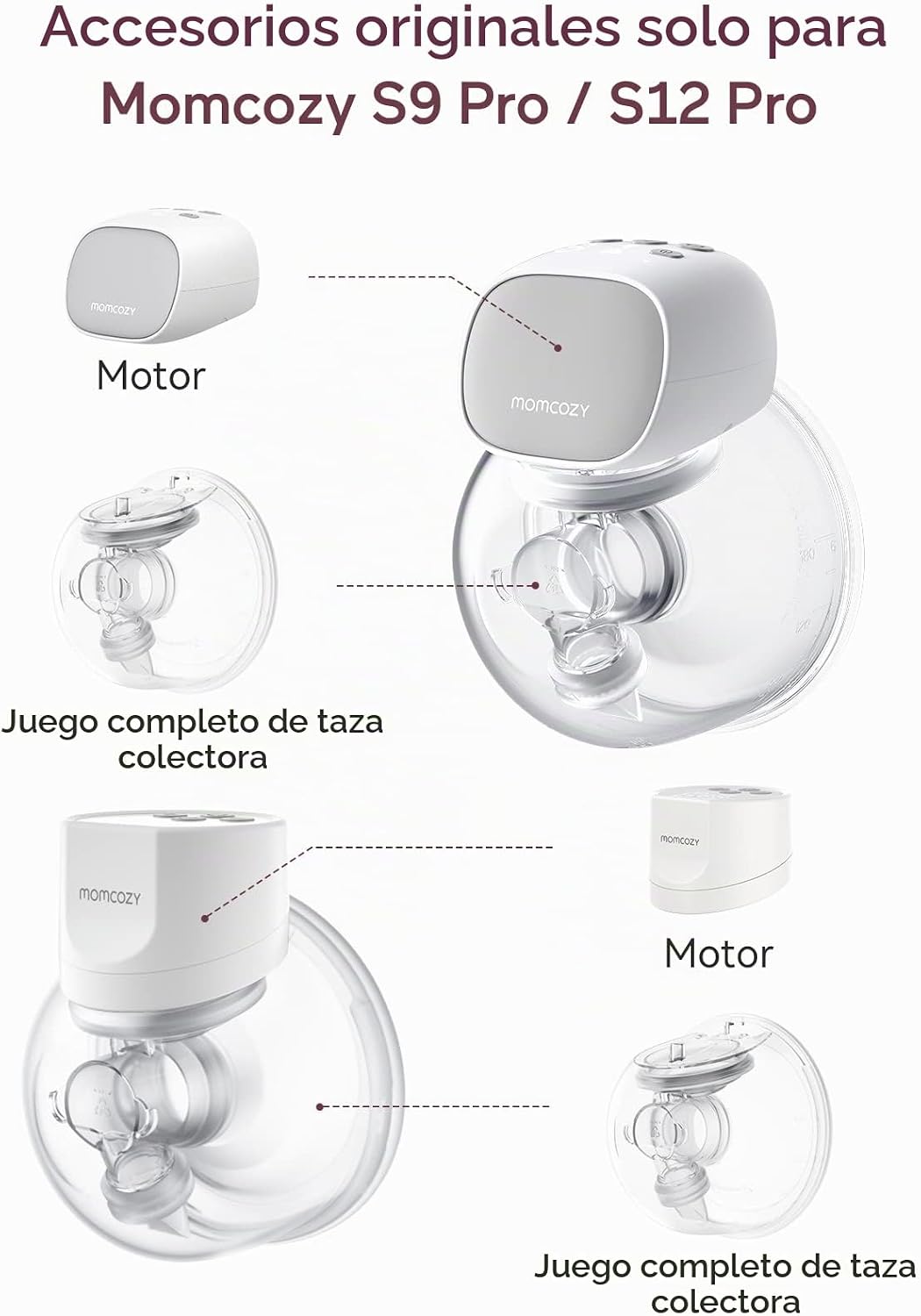 Accesorios de repuesto Momcozy S9\/S12 Pro, colector de juego compl...