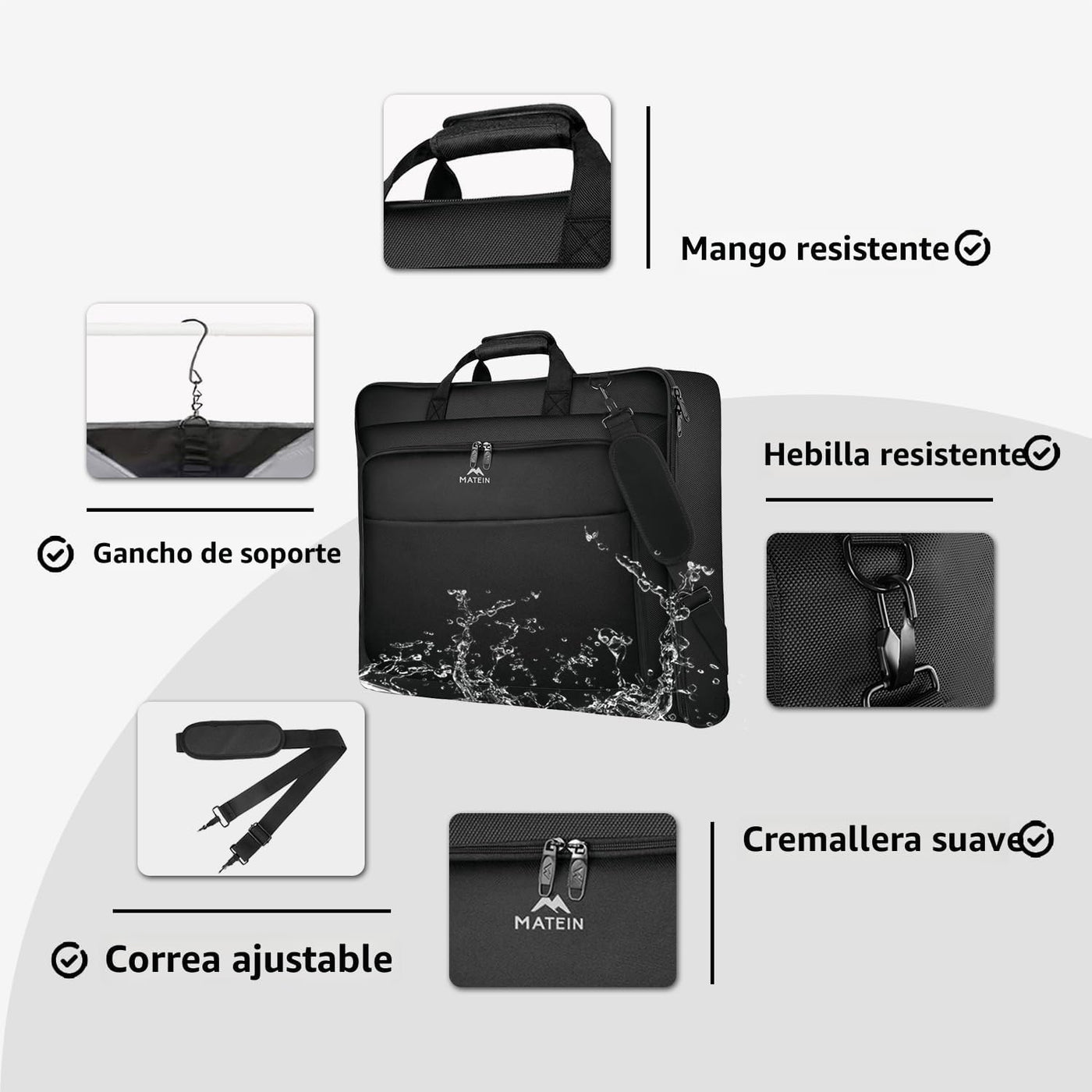 MATEIN - Bolsas de ropa, bolsa de viaje grande con bolsillos y corr...