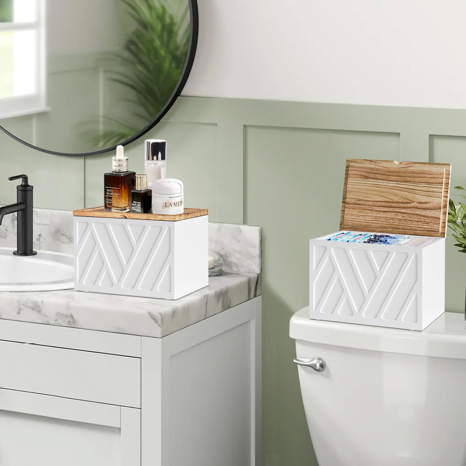 2 piezas de soporte para tampones blanco para decoración de baño, o...