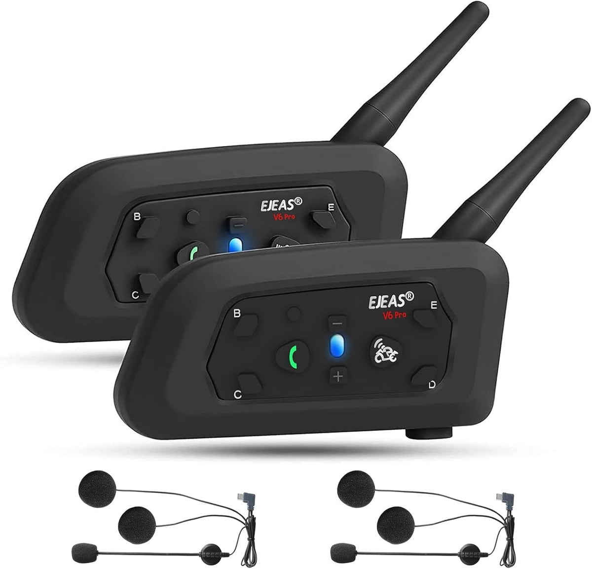 EJEAS V6 Pro - Intercomunicador Bluetooth para casco de motocicleta...
