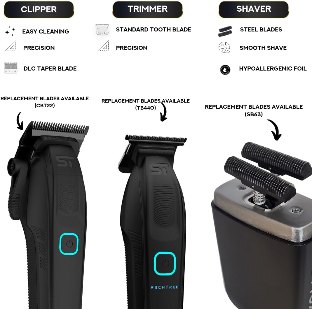 Supreme Trimmer Combo de cortapelos de recarga 3 en 1, recortadora...
