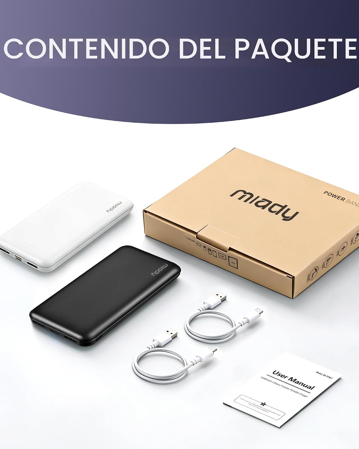 Miady Paquete de 2 cargadores portátiles, batería de viaje delgada...