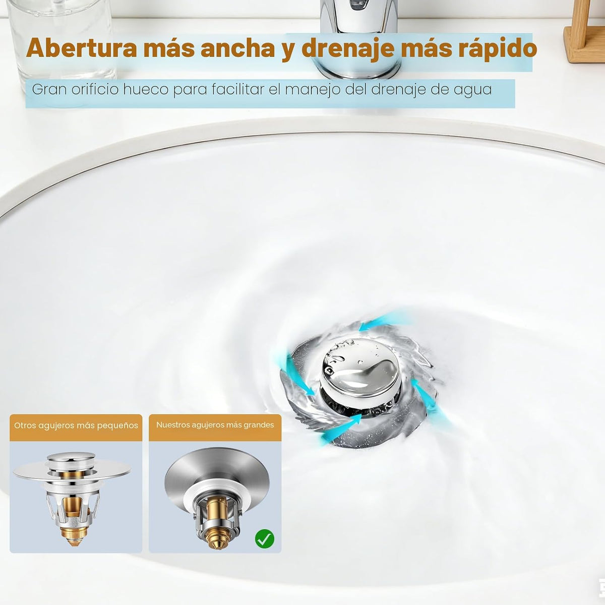 Paquete de 4 tapones de drenaje para fregadero de baño, tapón de dr...