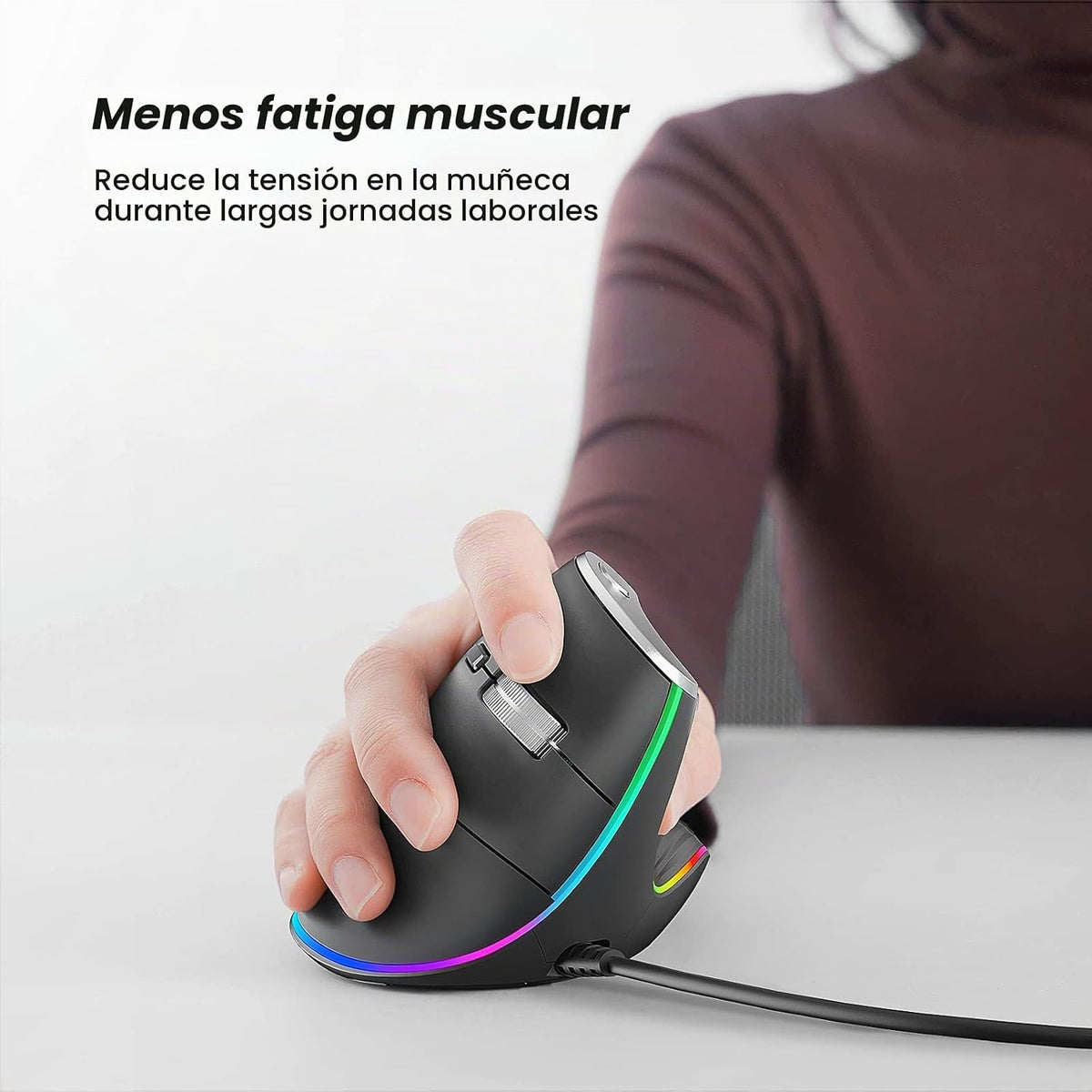 Nulea M504 Ratón Vertical con Cable, Ratón Óptico Ergonómico USB co...