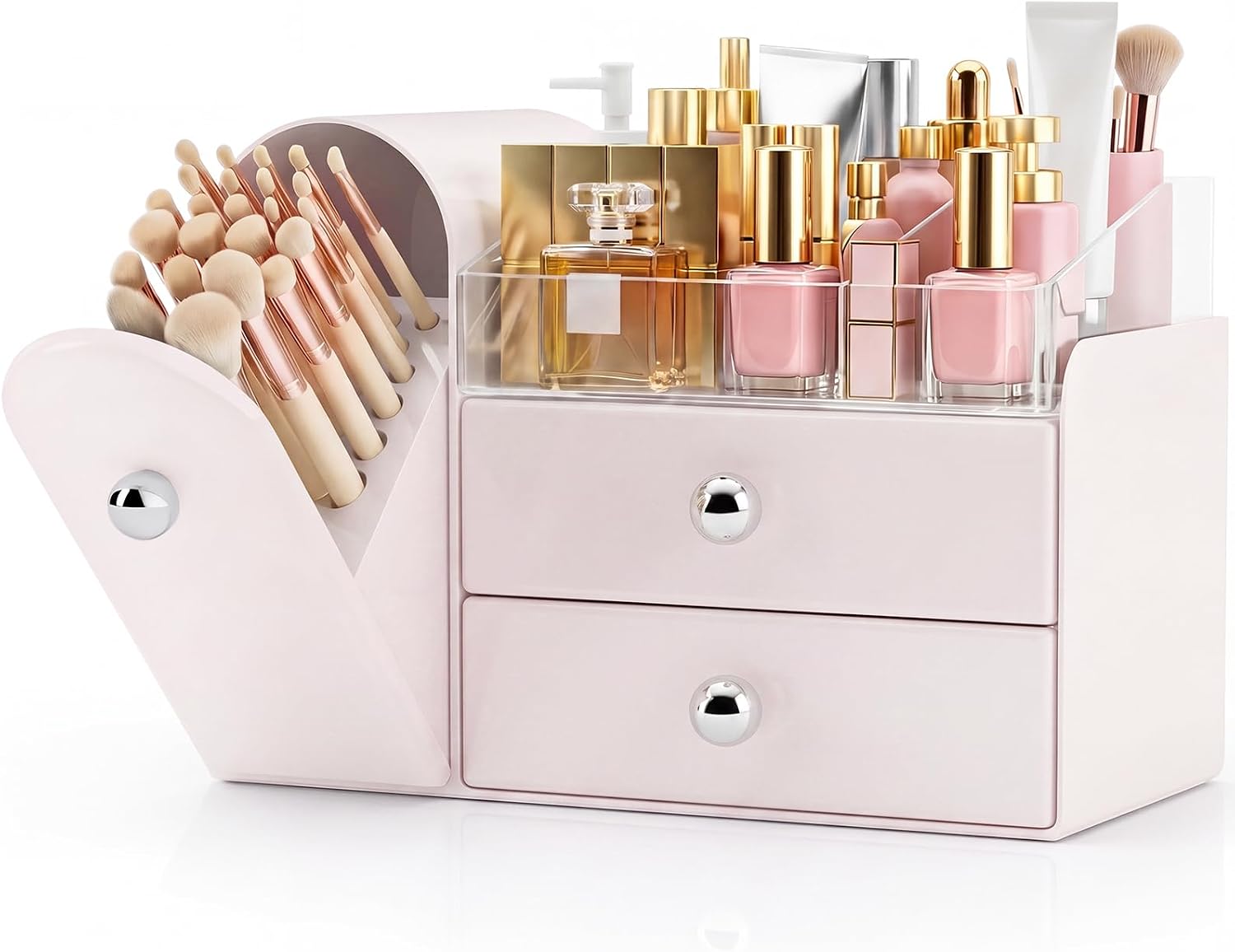 TRQWRO Organizador de maquillaje con soporte para brochas de maquil...