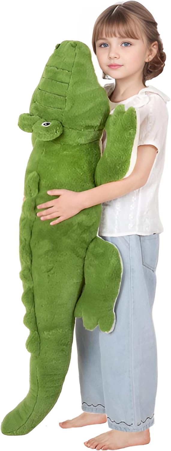 FFxiong Almohada de cuerpo largo de cocodrilo grande verde de 48 pu...