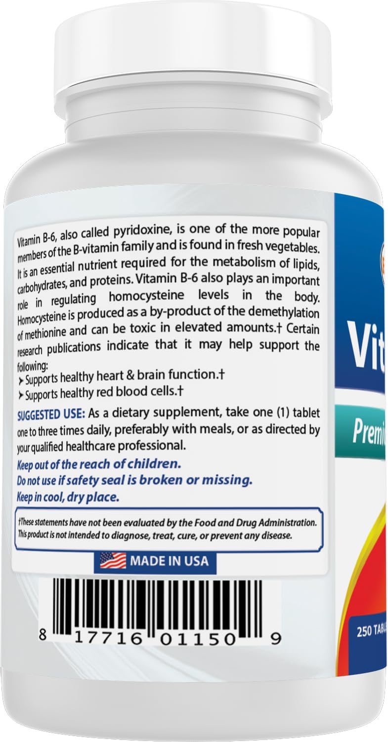 Best Naturals Vitamina B-6 25 mg comprimidos, 250 unidades (paquete...