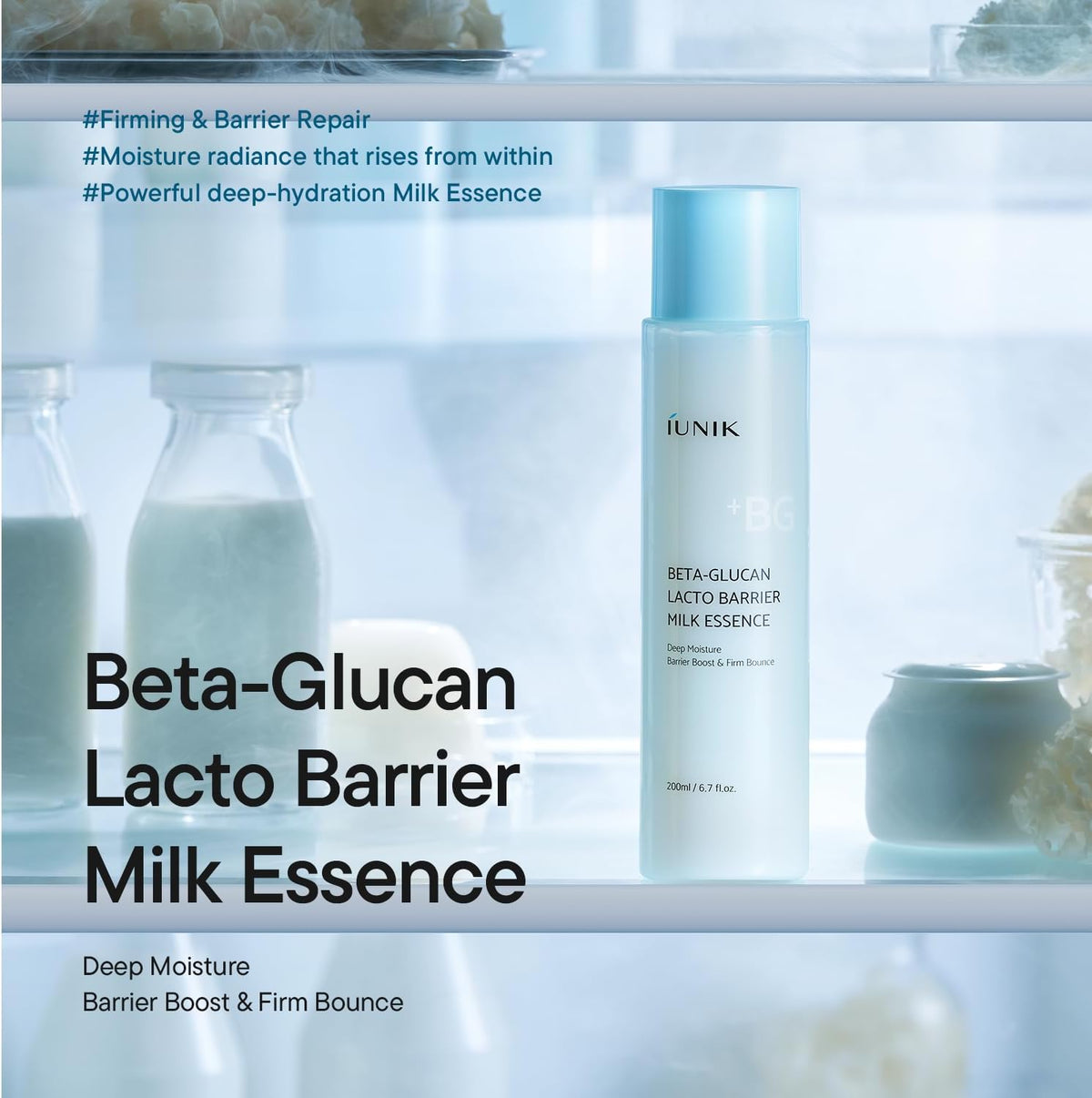 IUNIK Barrera Beta-Glucan Esencia de Tóner Lechoso - Hidratación Pr...