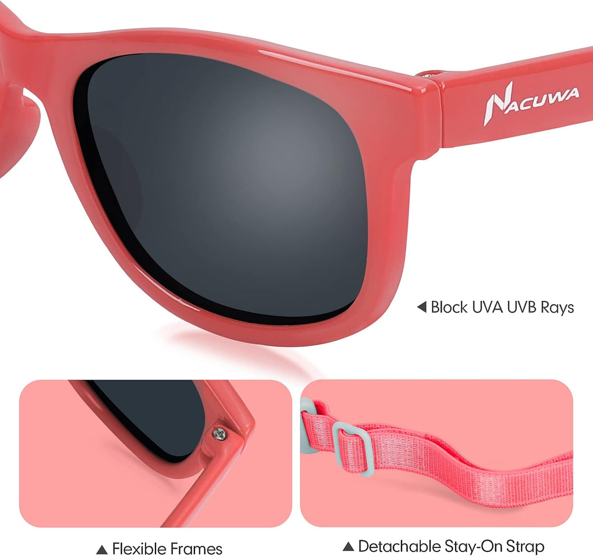 Nacuwa Gafas de sol para bebé, 100% a prueba de rayos UV, para bebé...