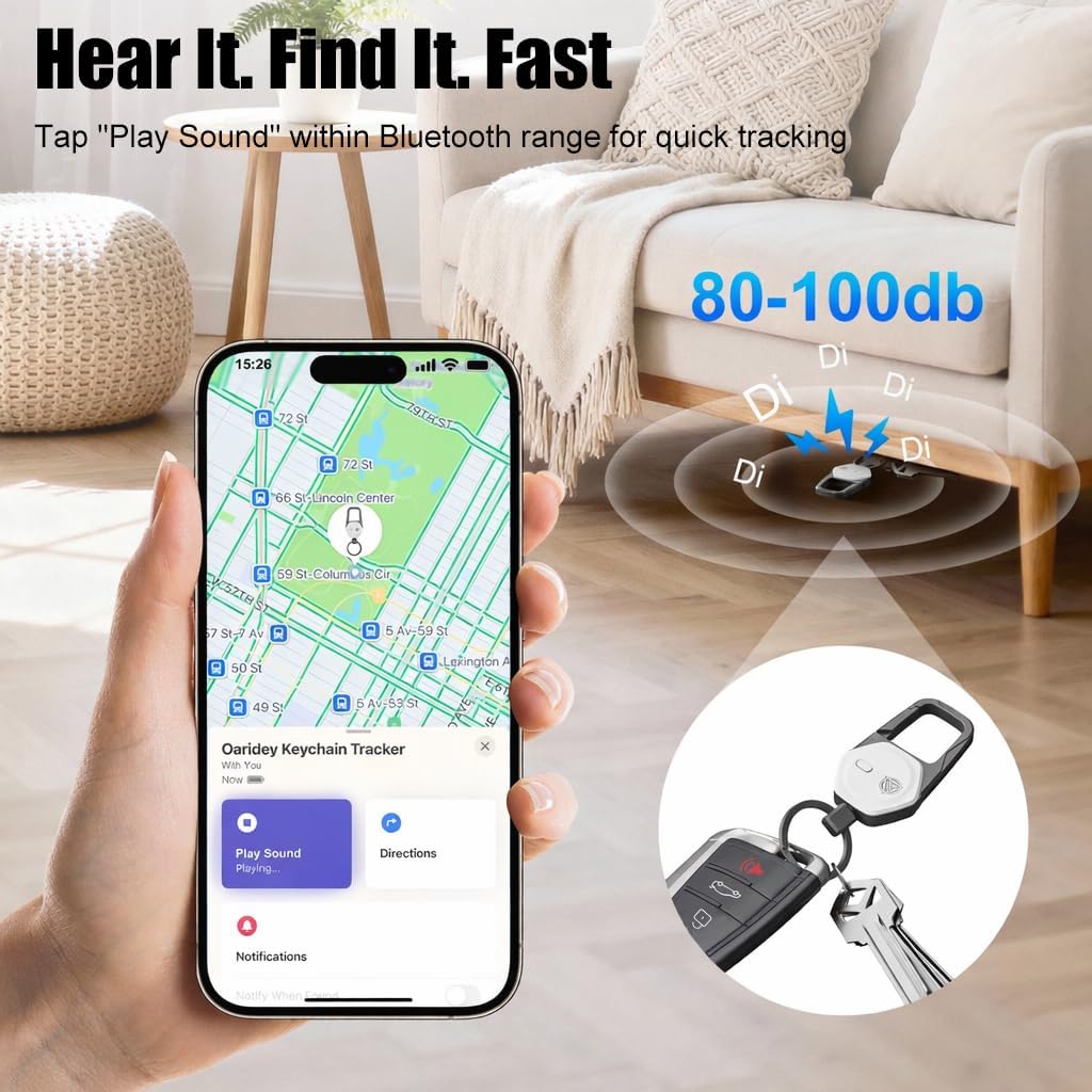 Oaridey Llavero, funciona con Apple Find My, llavero de coche con m...