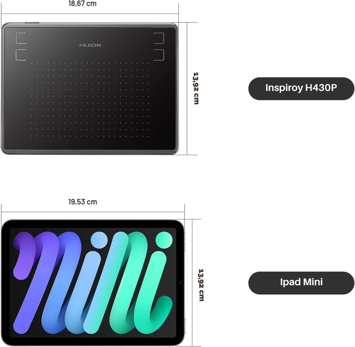 HUION Tableta de Dibujo Inspiroy H430P Tableta Gráfica con 4 Teclas...