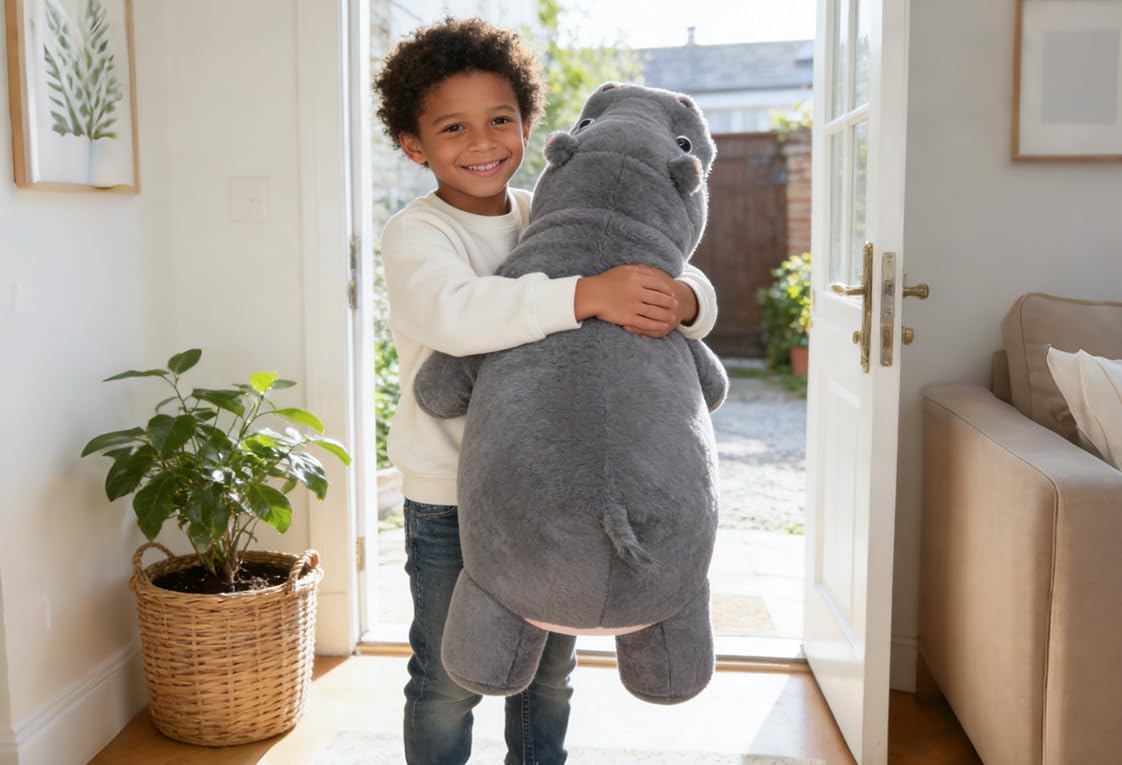 IKASA Peluche de hipopótamo gigante, juguete de peluche grande de h...