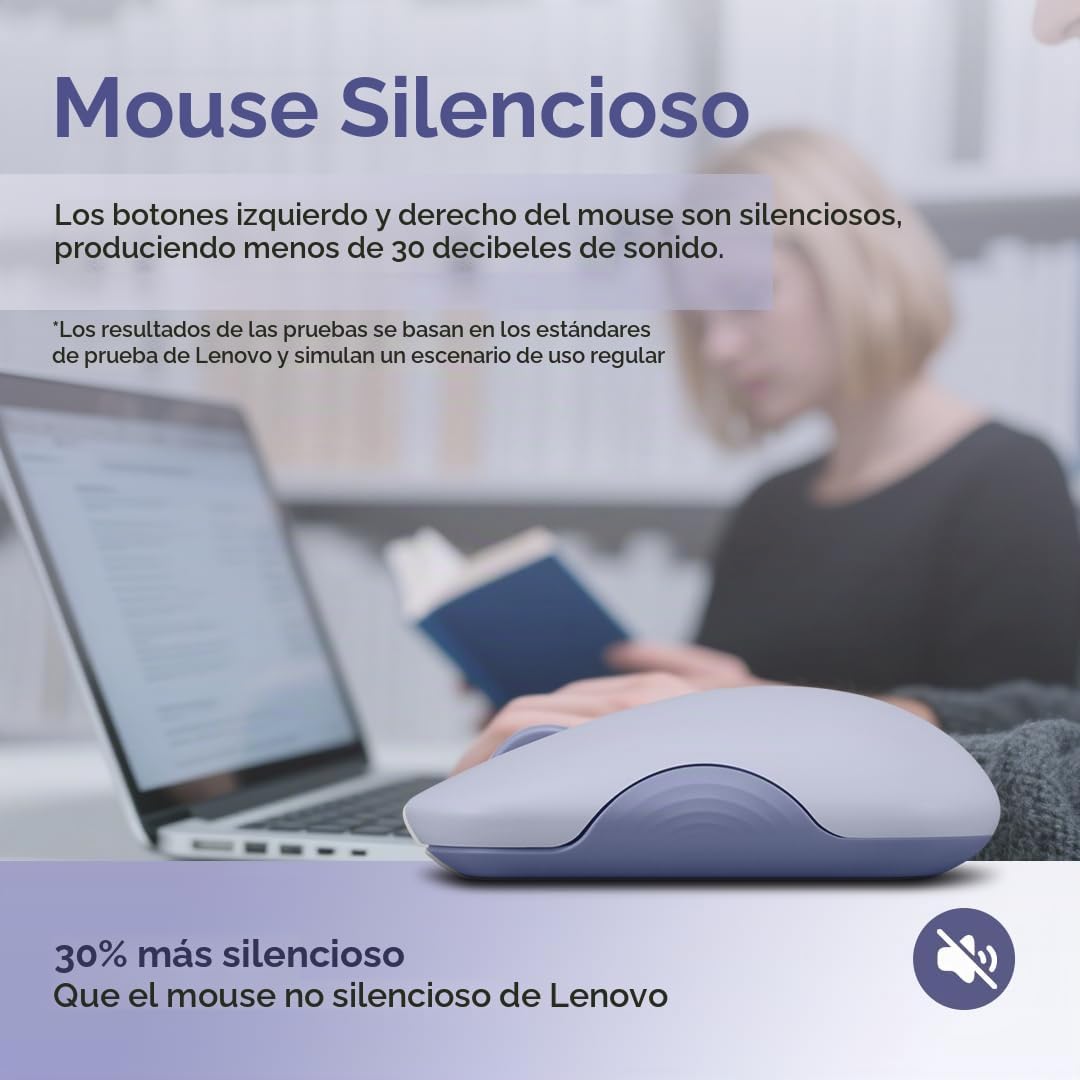 Lenovo Ratón Bluetooth Inalámbrico 350, Clic Silencioso, DPI de 3 N...