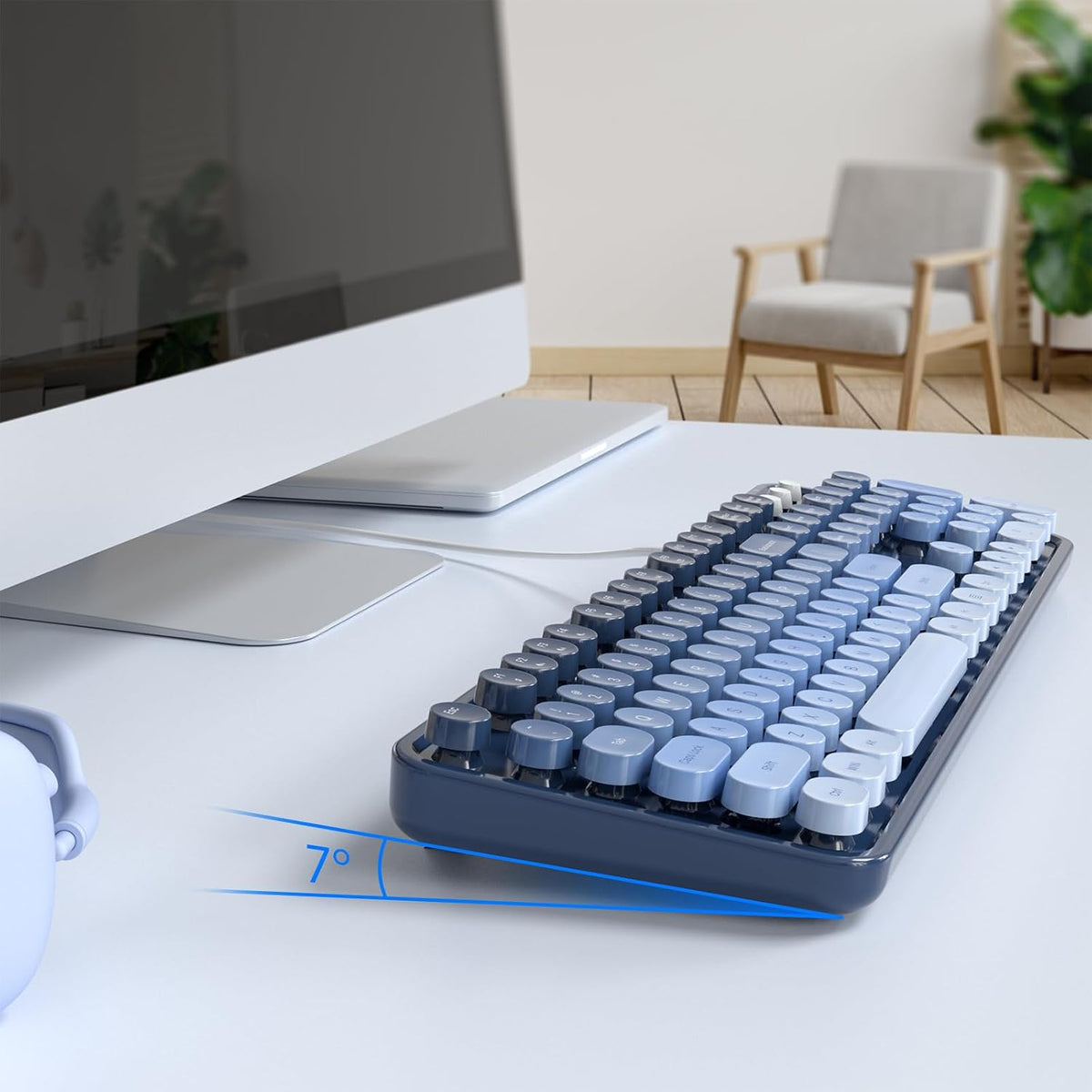 Dilter Teclado con cable, teclados de máquina de escribir de tamaño...