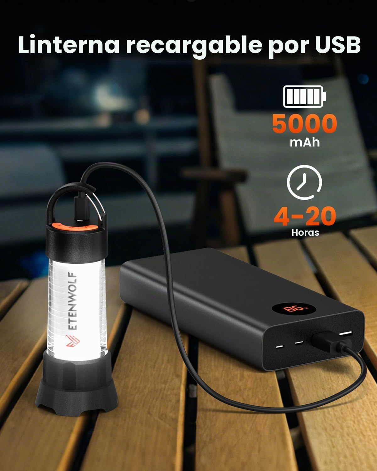 ETENWOLF Linterna de camping ultra brillante, mini proyector de lin...