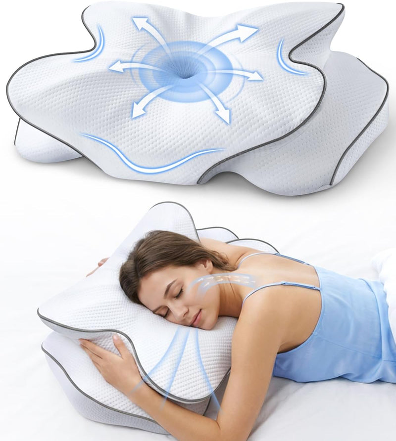 AZBESTPRO Almohada cervical de espuma viscoelástica para soporte de...