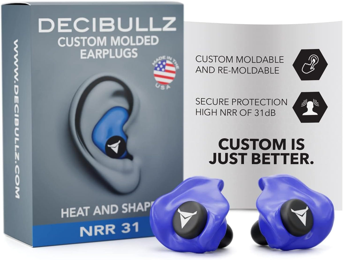 Decibullz - Tapones para oídos moldeables a medida, 31 dB NRR más a...