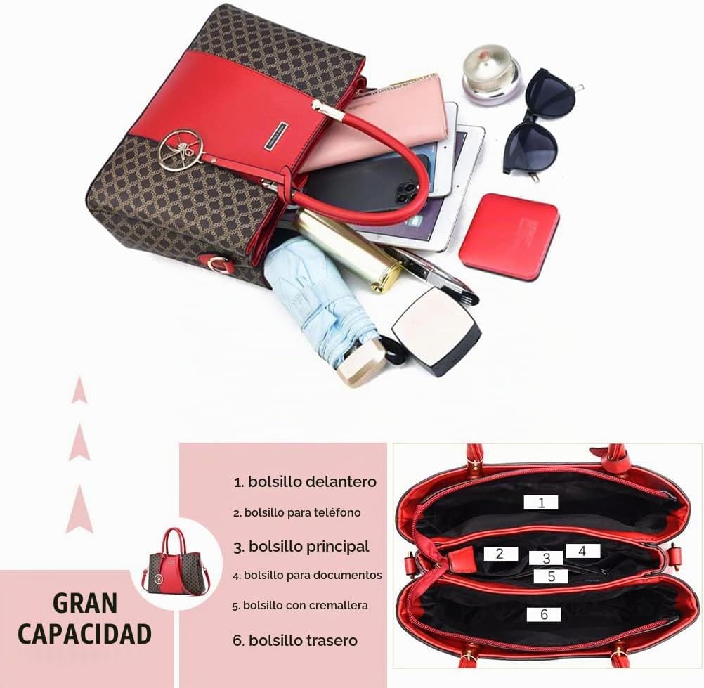 KURGOOL Bolsos y bolsos de mano para mujer, bolso de hombro con asa...