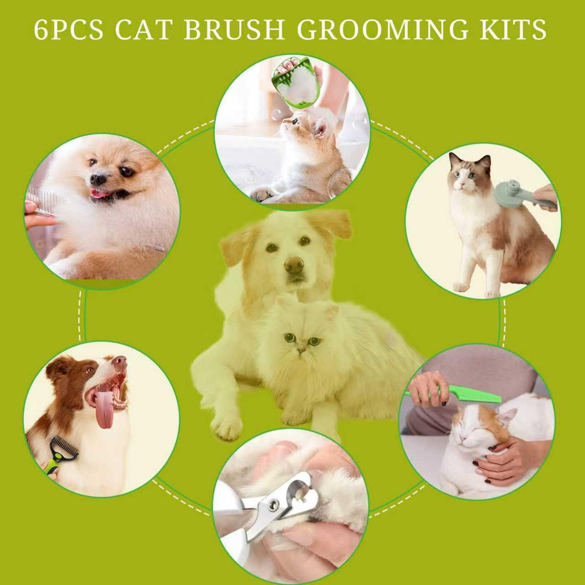 POSAPET Kit de 6 herramientas de cepillo de aseo para gatos, desenr...