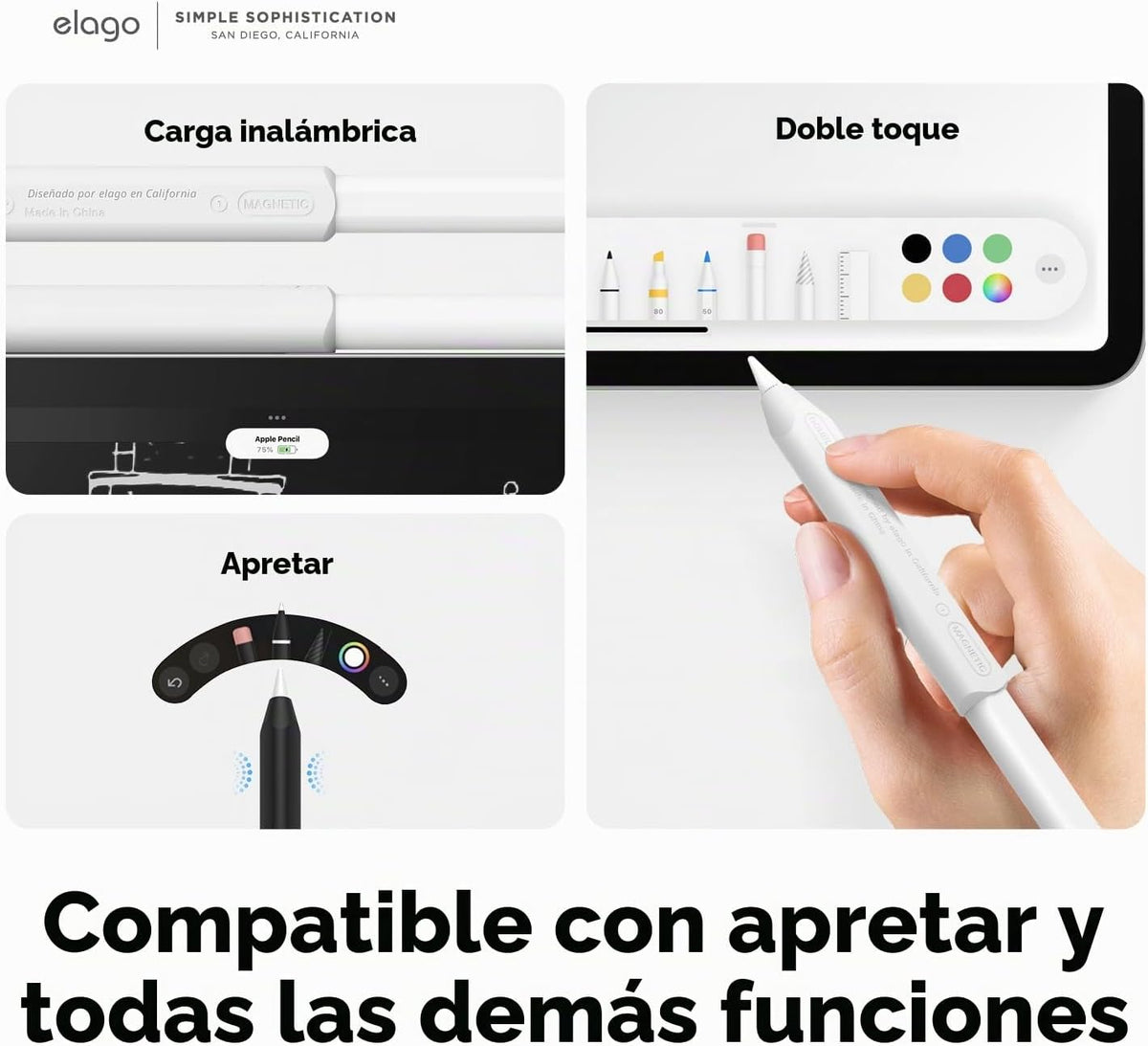 elago Agarre para Apple Pencil Pro, 1ª generación, 2ª generación y...