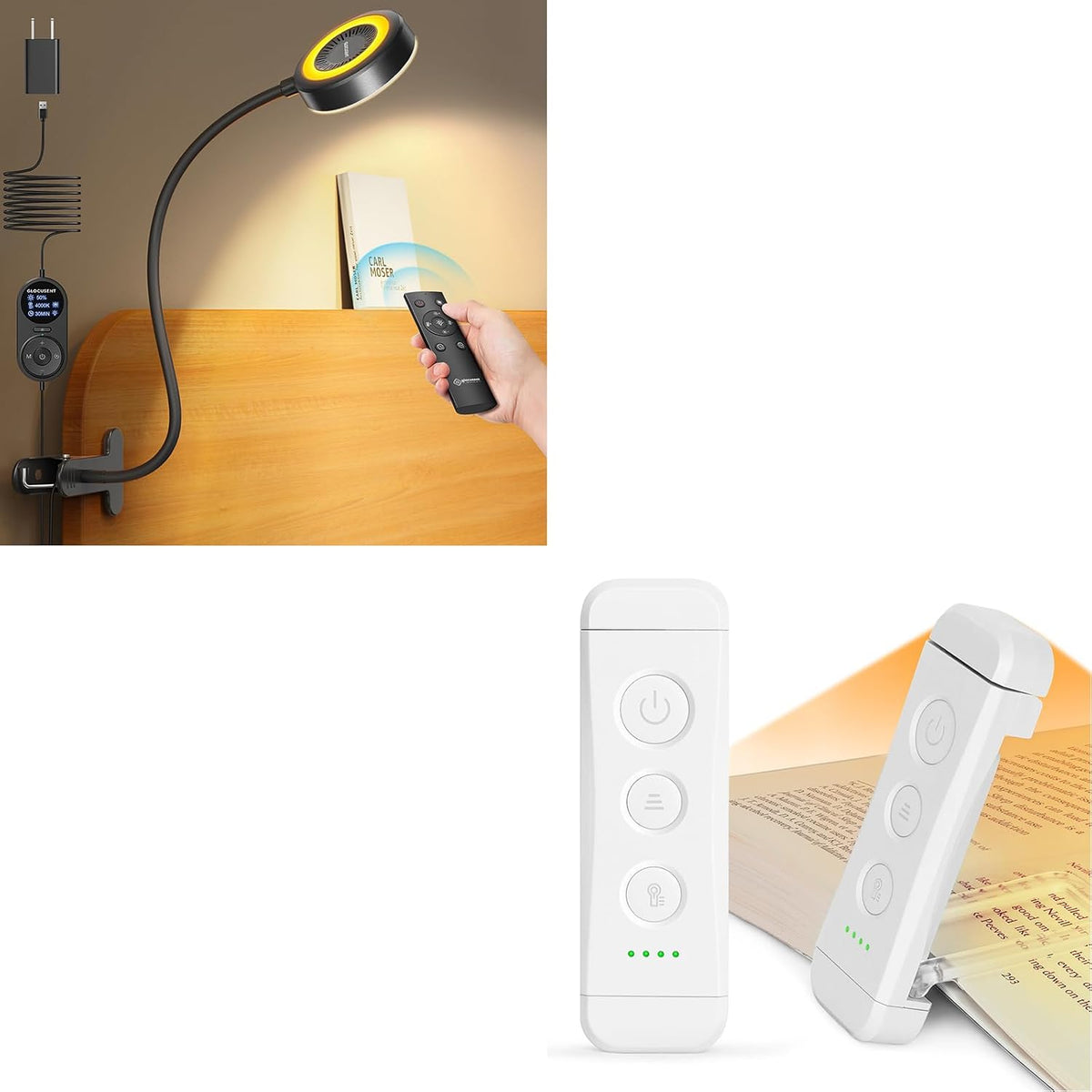 Glocusent Luz de clip y luz de libro