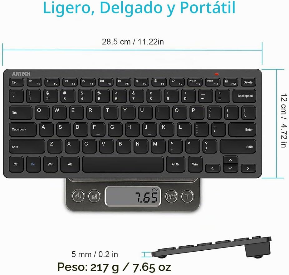 Arteck - Teclado inalámbrico 2,4 G, ultradelgado y compacto, con te...