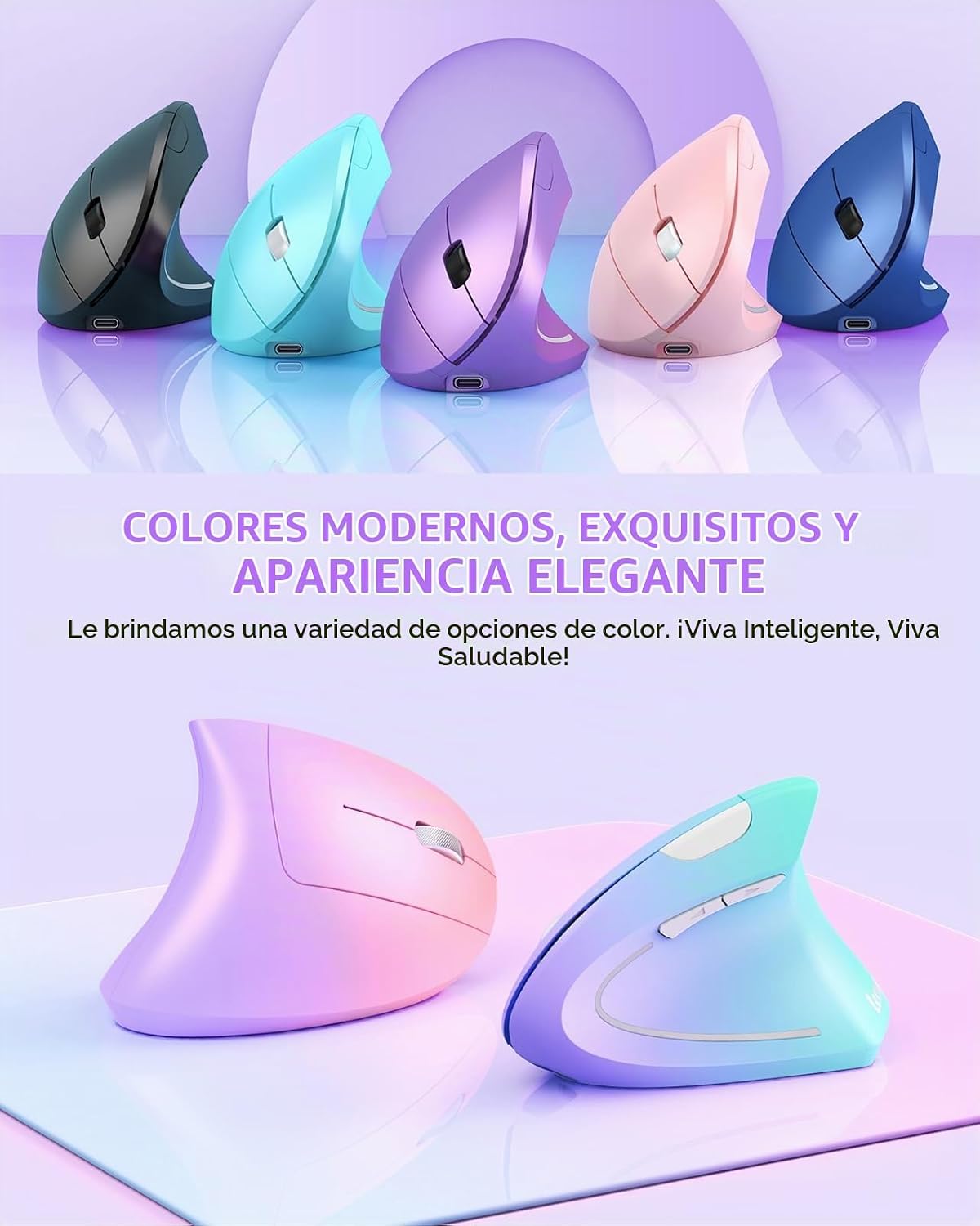 Lekvey Ratón ergonómico, ratón vertical inalámbrico recargable, mor...