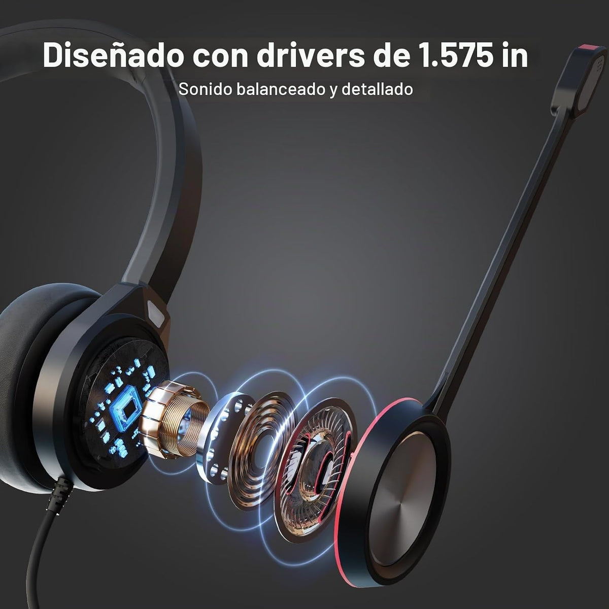 Auvonix Auriculares USB con micrófono para PC, auriculares mono con...