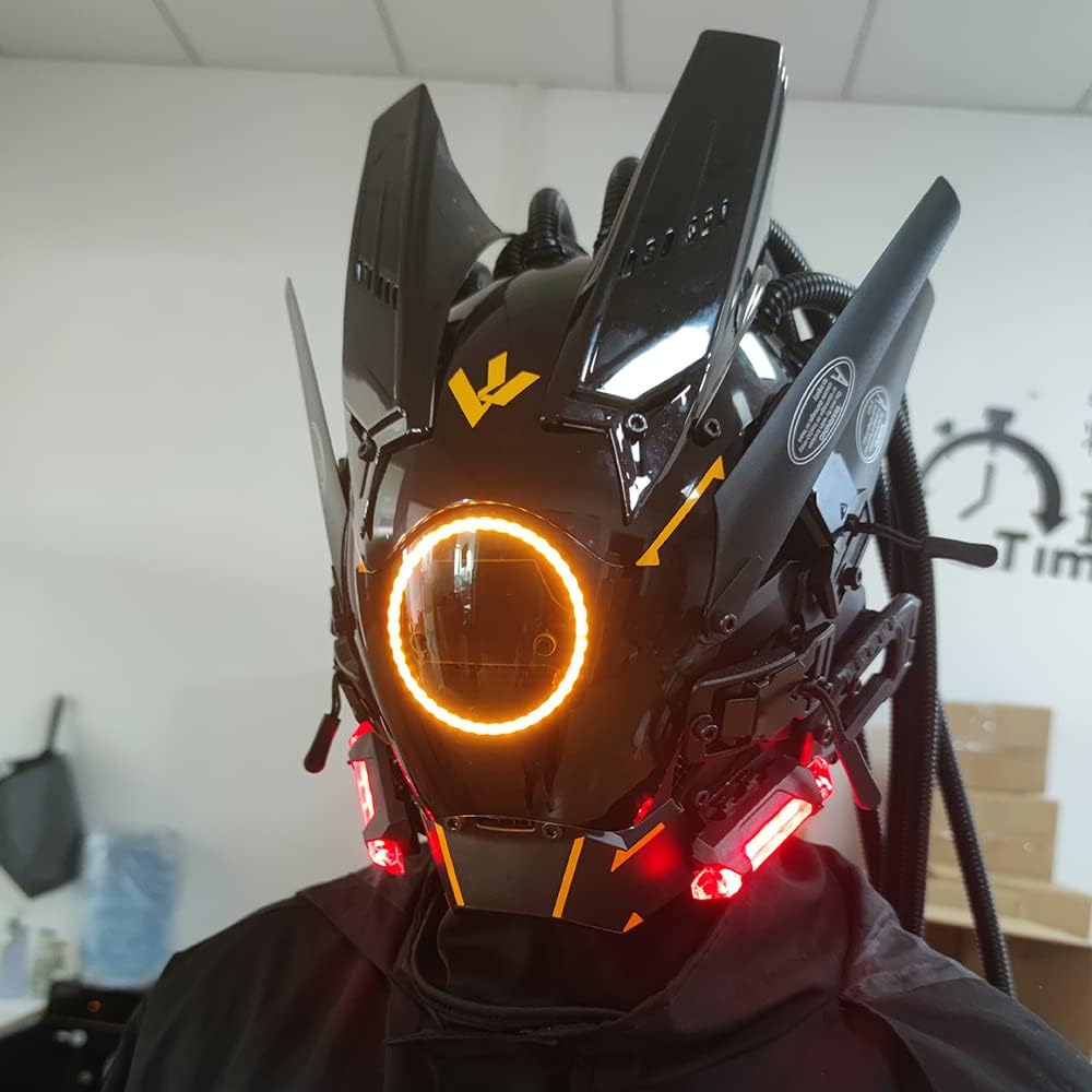 KYEDAY Máscara punk cosplay para hombres, luz redonda con trenzas m...