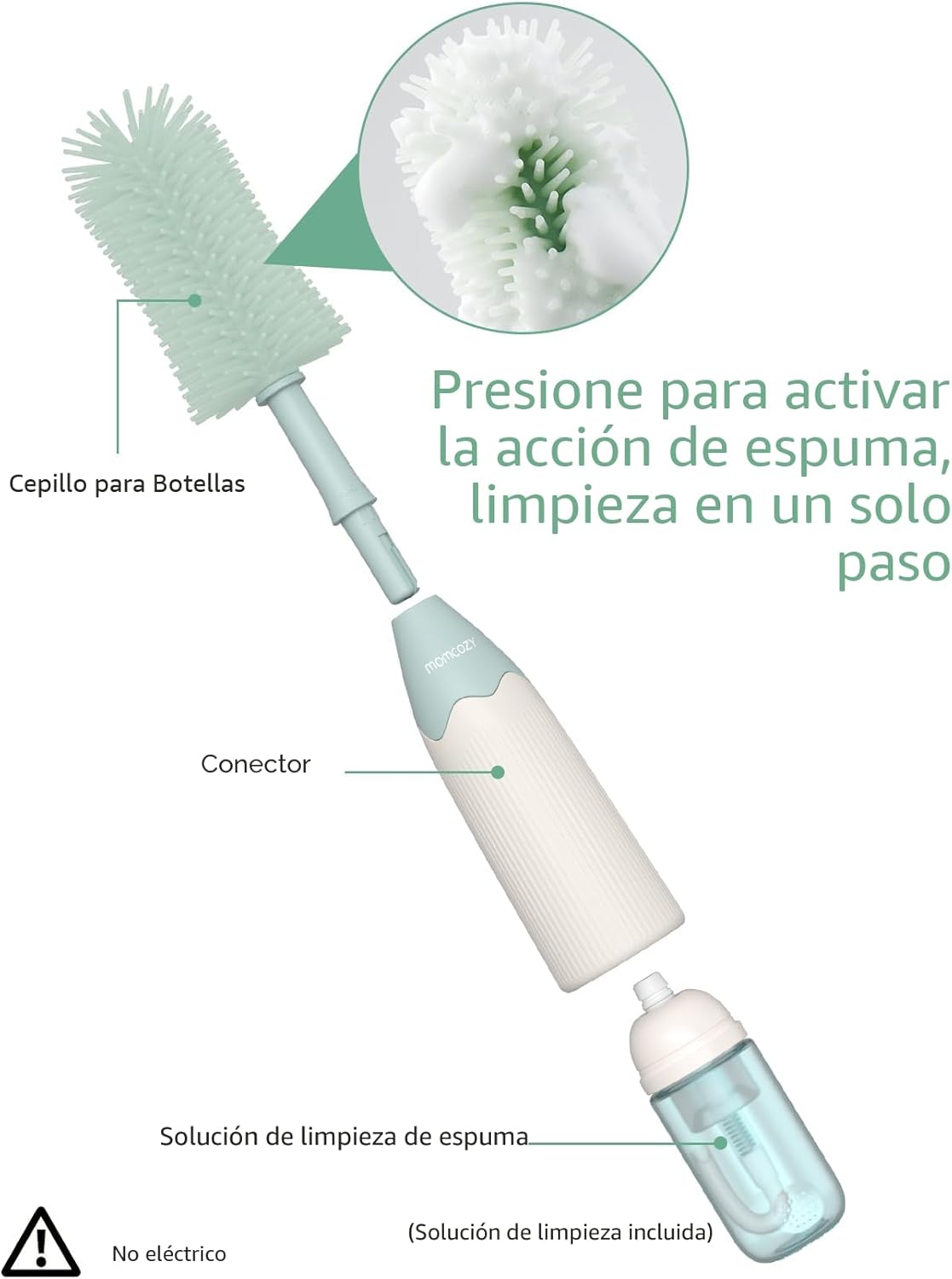 Momcozy Kit de cepillo para biberones, diseño de espuma a presión,...