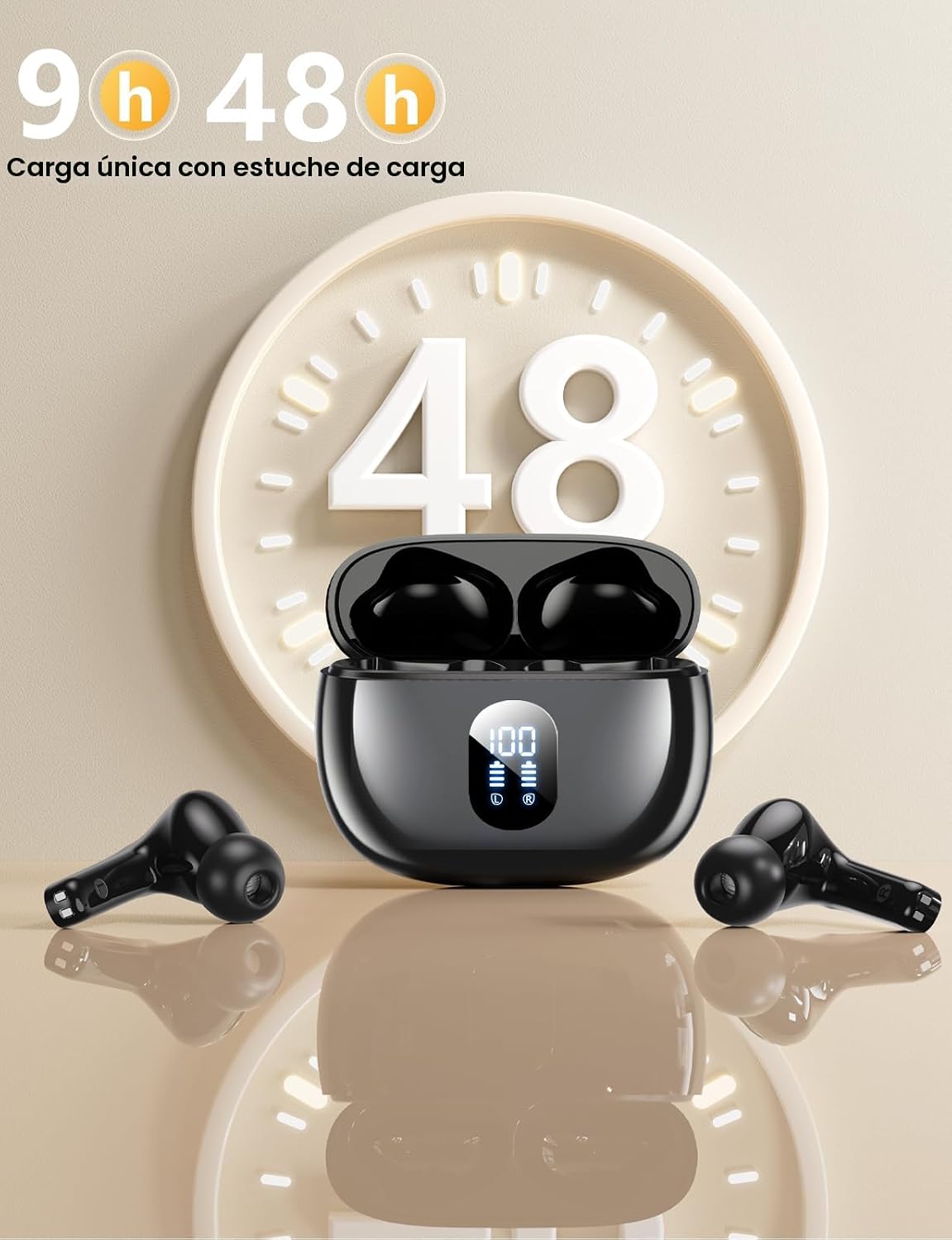 Auriculares inalámbricos, auriculares de bajos profundos de alta fi...