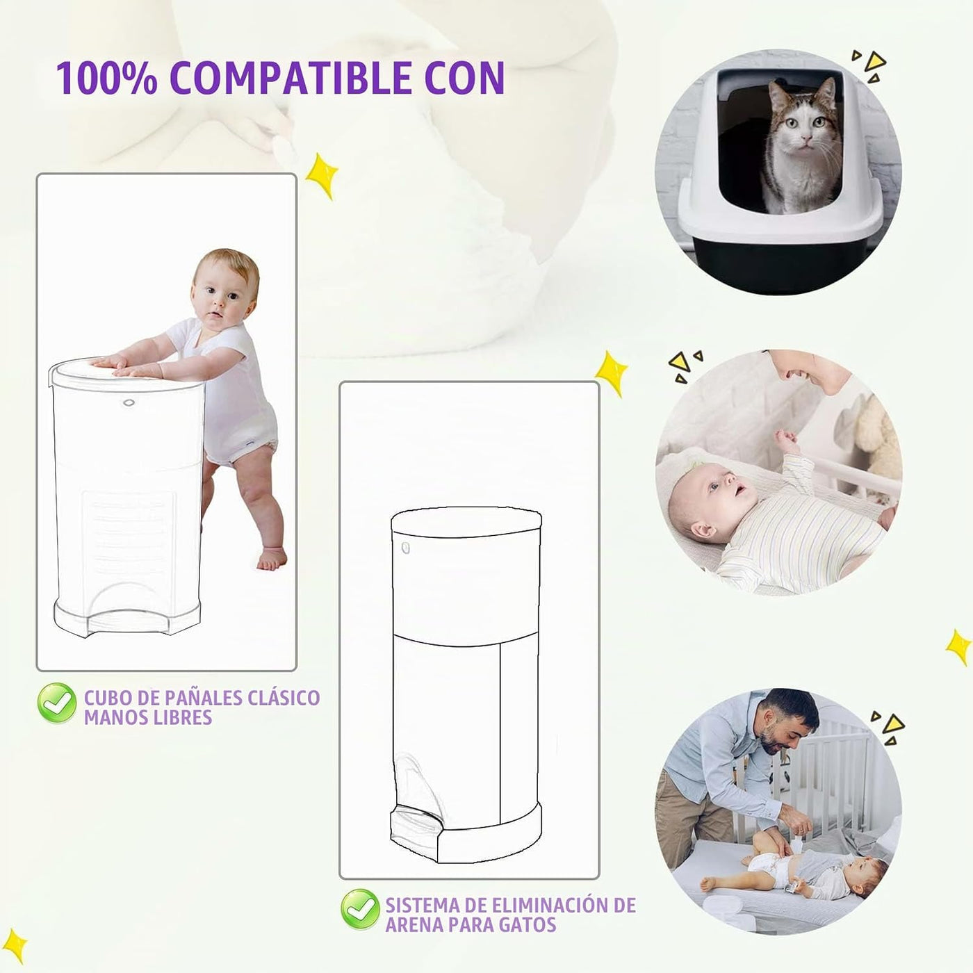 Bolsas de repuesto para pañales compatibles con el cubo de pañales...