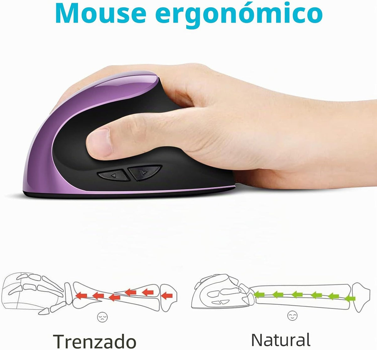 Woddlffy Ratón Ergonómico Inalámbrico, Ratón Vertical Diestro Peque...