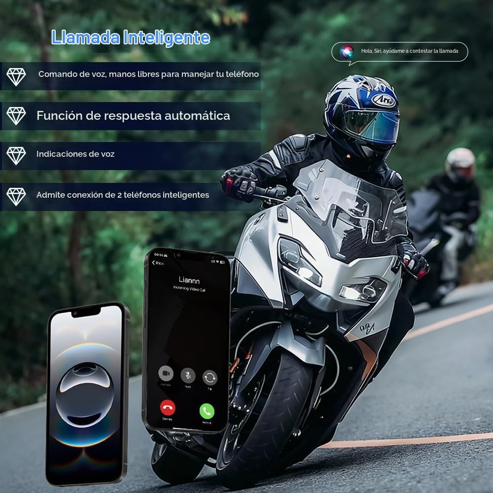 FreedConn KY V2 - Casco de motocicleta Bluetooth 6.0 para conductor...
