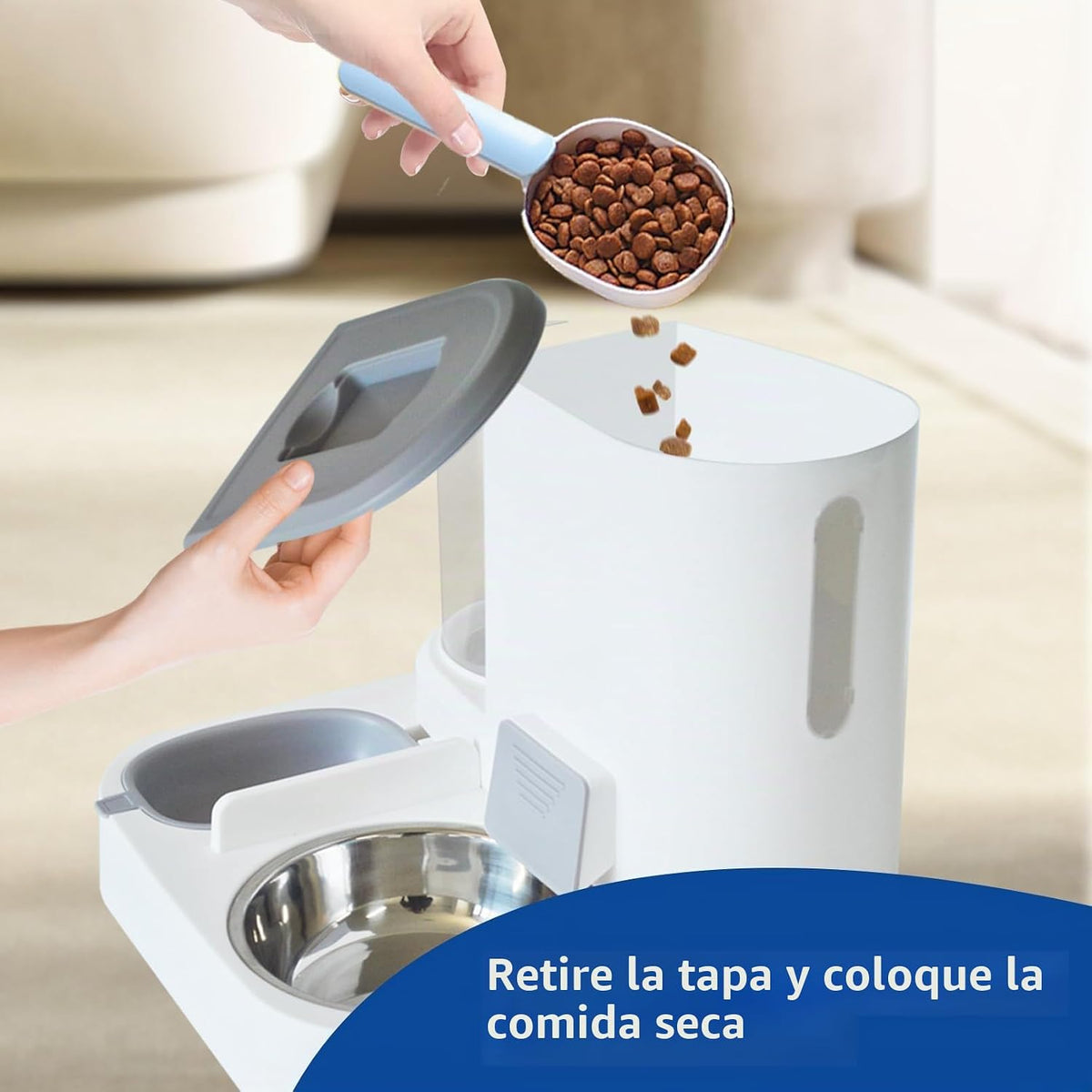 MUYG Juego de dispensador automático de comida y agua para gatos, 2...