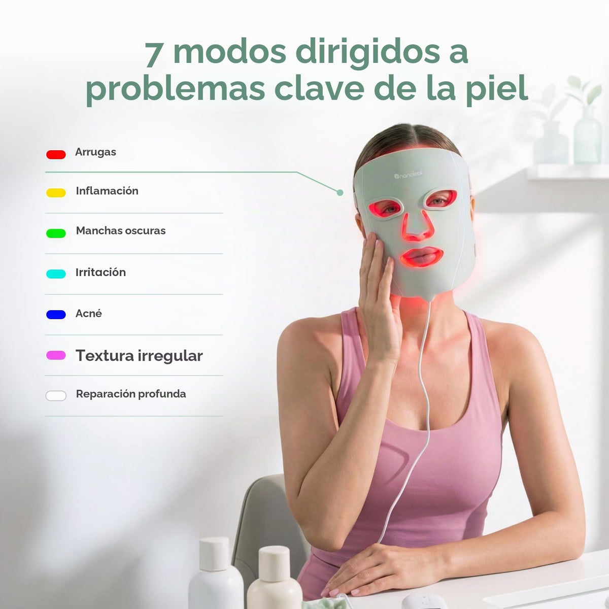 Nanoleaf Máscara facial de terapia de luz LED aprobada por la FDA c...