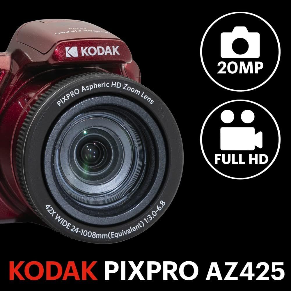 KODAK PIXPRO AZ425 - Cámara digital de 20 MP, zoom óptico 42x, OIS,...