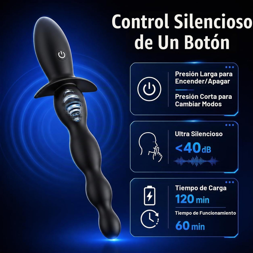 BEISAR - Masajeador de próstata con cuentas anales - Vibrador anal...