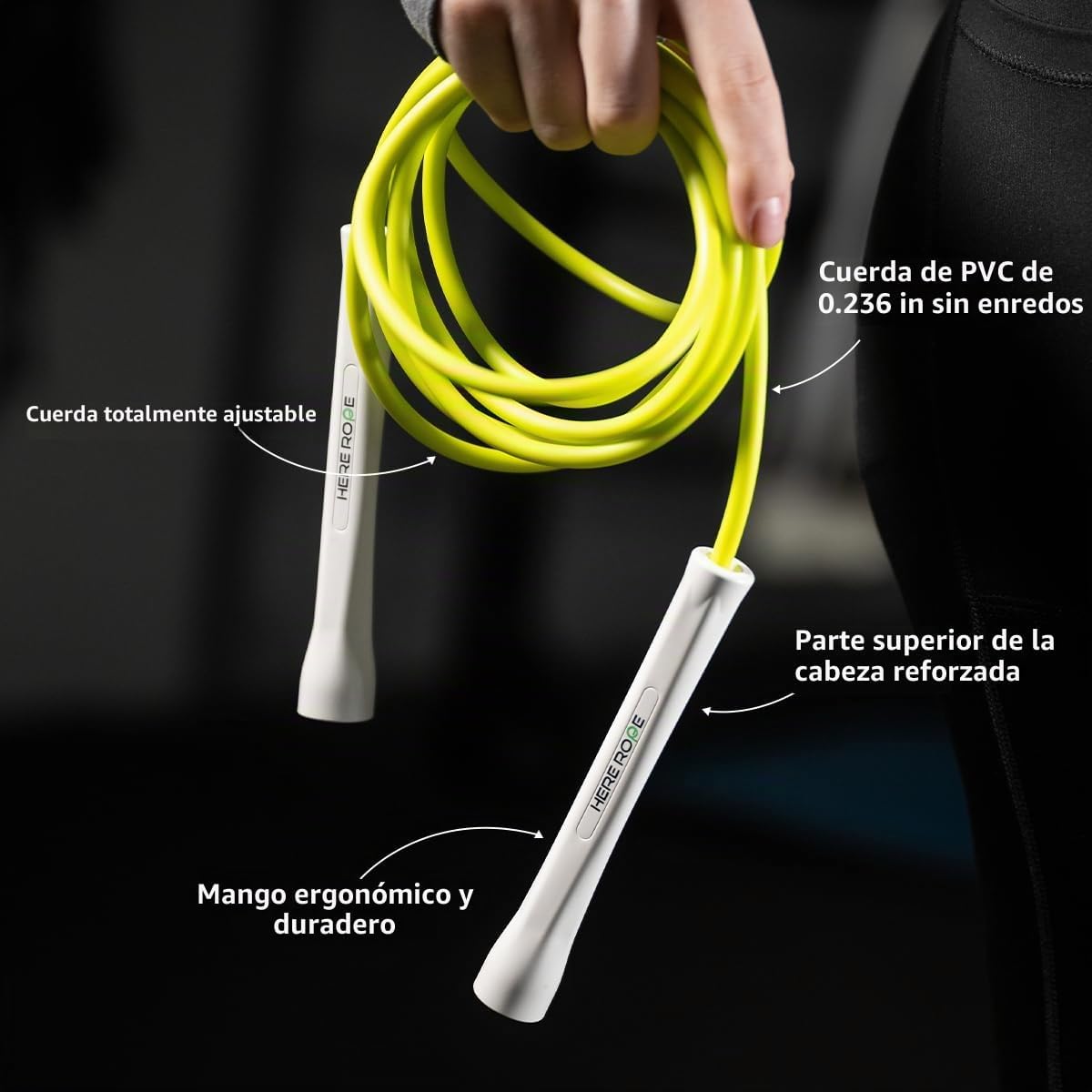 Hererope - Cuerda de saltar de PVC de 0.236 in para hombres y mujer...