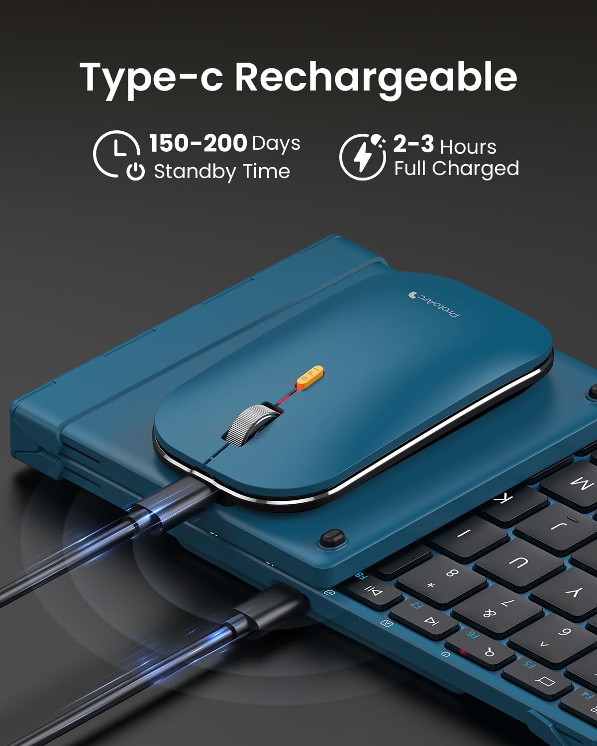 ProtoArc XKM01 - Combo de ratón y teclado plegable de tamaño comple...