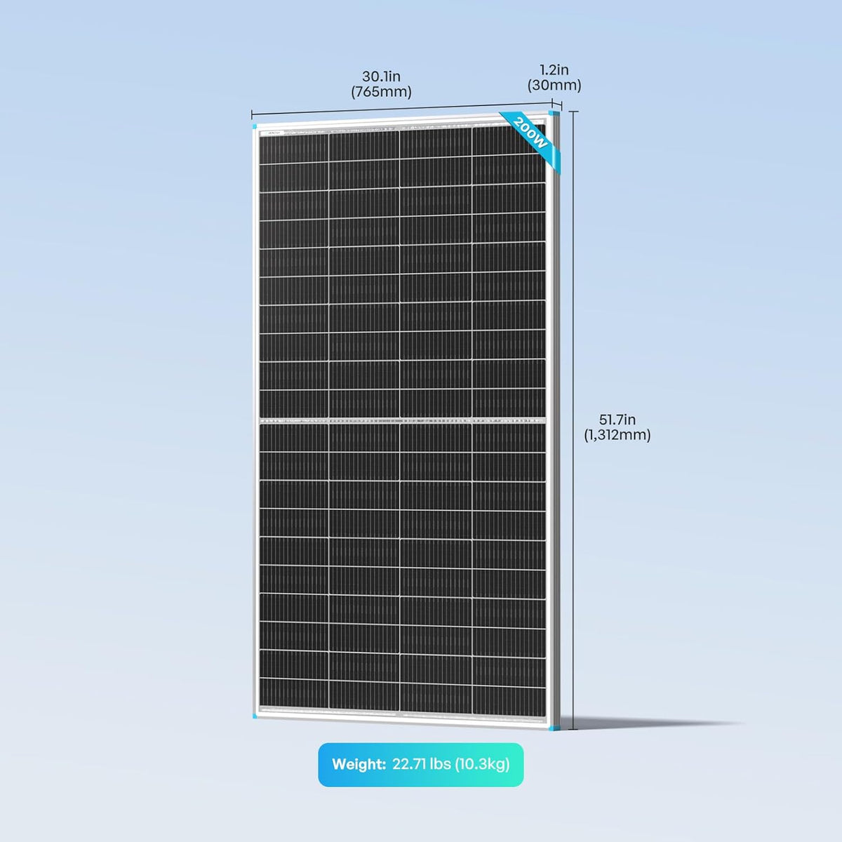 Renogy Panel solar bifacial 200W tipo N, 16BB 25% de alta eficienci...
