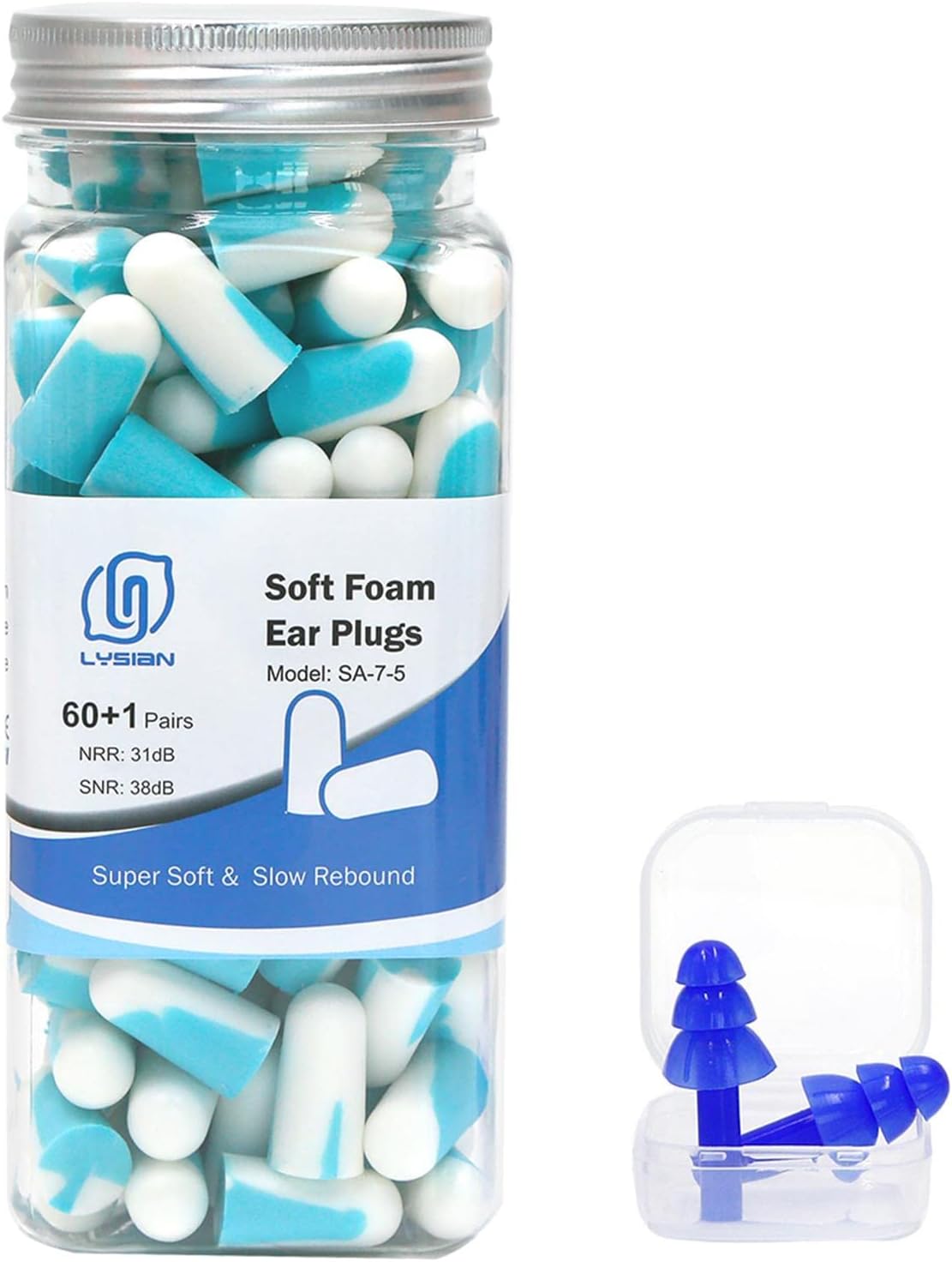 LYSIAN Tapones para los oídos de espuma suave para dormir, 60 pares...