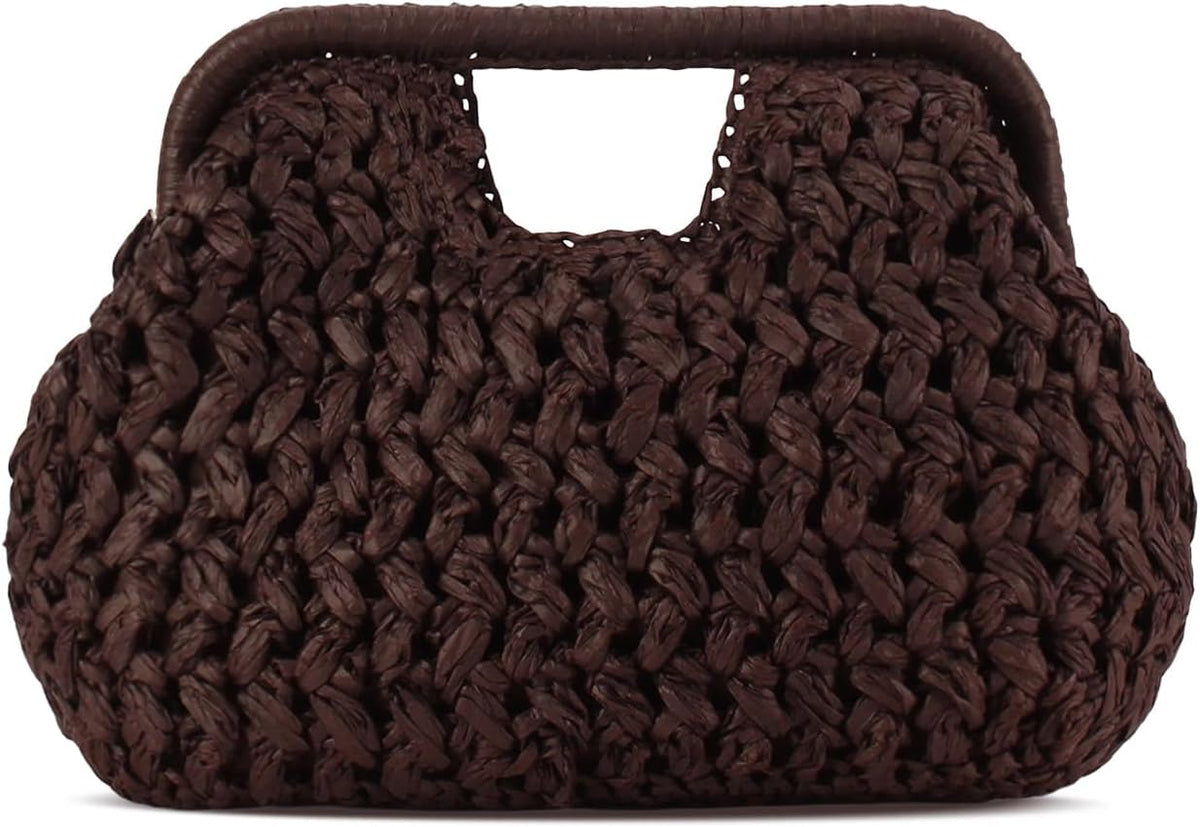 FUKEFUKEUS Bolso de mano de paja para mujer, bolsa de bola de masa...