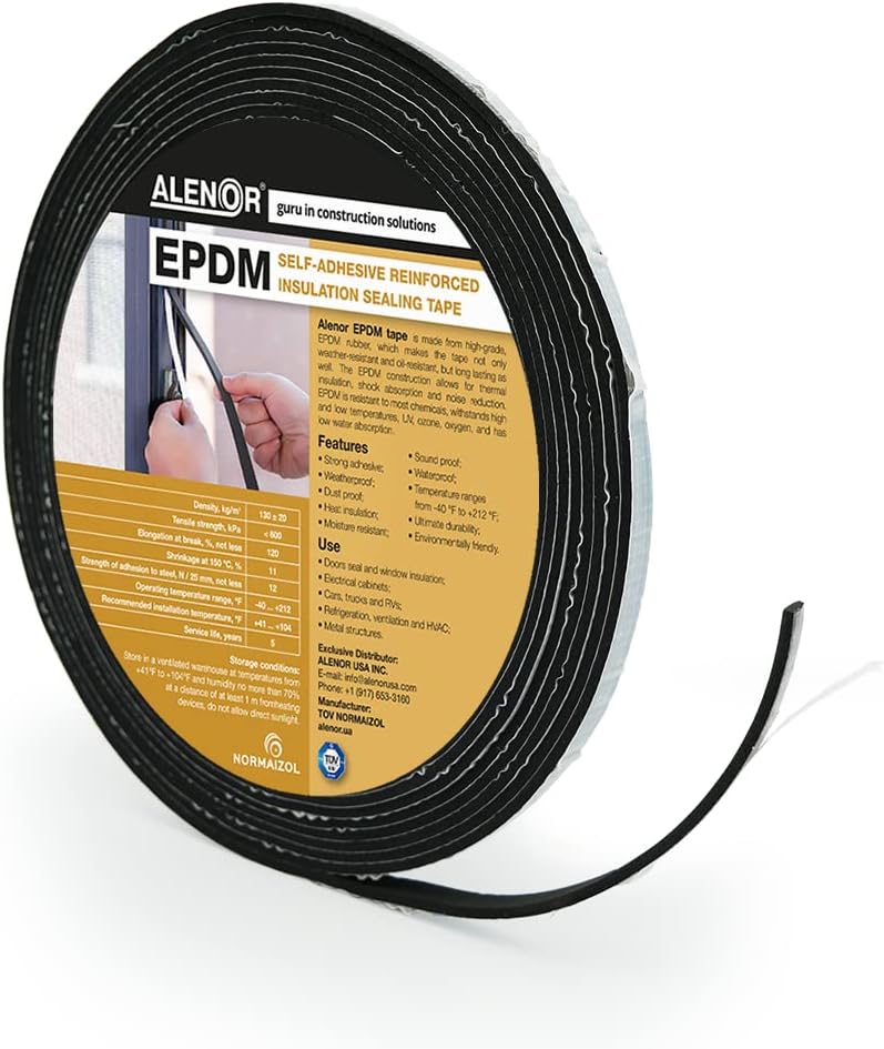 Alenor EPDM - Cinta aislante de espuma negra autoadhesiva de 1\/8 x...