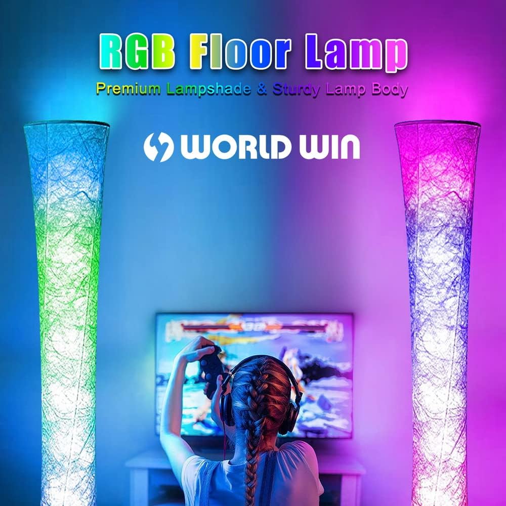 2 lámparas de pie, lámpara de esquina LED RGB inteligente de 61 pul...